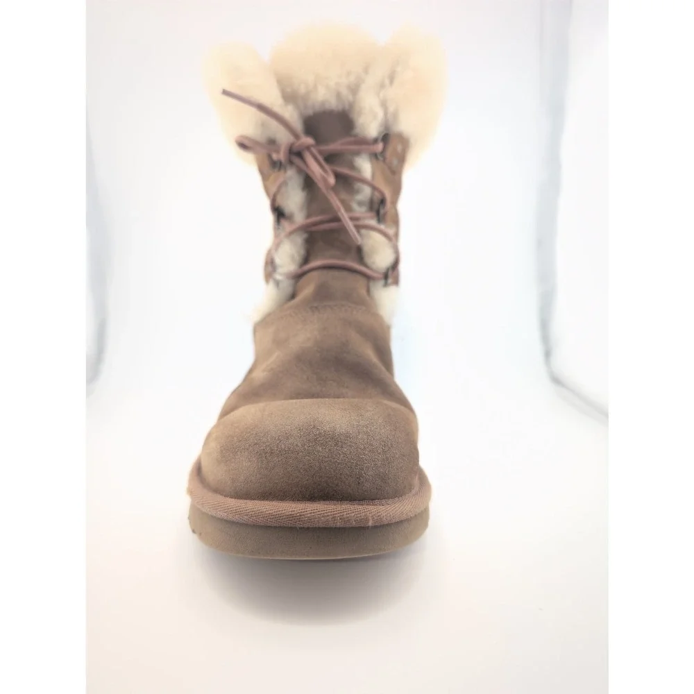 UGG Australia Sophy Leather Boots Girls US Size 4 Brown Chestnut Winter Fall‎